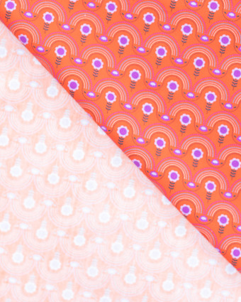 Popeline de Coton Fleurs Graphique Rose - Mercerine
