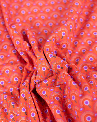 Popeline de Coton Fleurs Graphique Rose - Mercerine