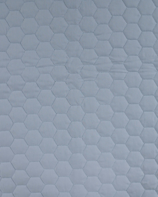 Tissu Matelassé Coton Uni Bleu Ciel - Mercerine