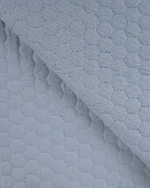 Tissu Matelassé Coton Uni Bleu Ciel - Mercerine