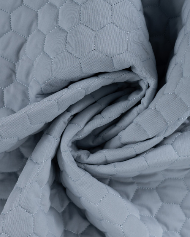Tissu Matelassé Coton Uni Bleu Ciel - Mercerine