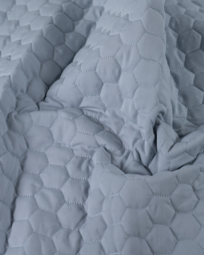 Tissu Matelassé Coton Uni Bleu Ciel - Mercerine