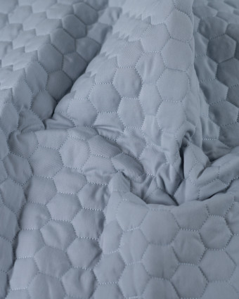 Tissu Matelassé Coton Uni Bleu Ciel - Mercerine
