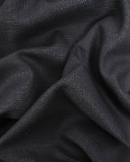 Tissu 100% Lin Uni Noir - Mercerine