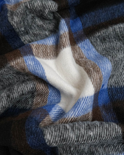 Lainage Gros Carreaux Bleu Gris - Mercerine