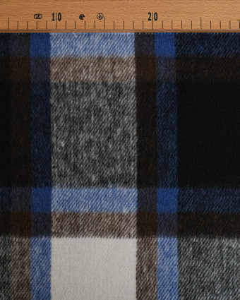 Tissu Lainage Gros Carreaux Bleu Gris - Mercerine