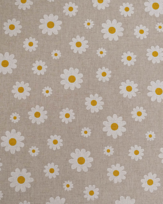 Coton Epais Effet Lin Motif Margueritte - Mercerine