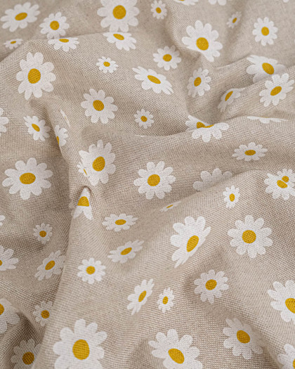 Coton Epais Effet Lin Motif Margueritte - Mercerine