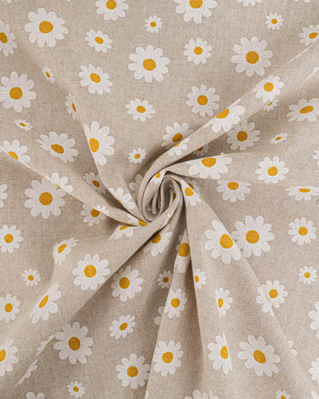 Coton Epais Effet Lin Motif Margueritte - Mercerine