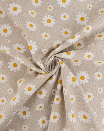 Coton Epais Effet Lin Motif Margueritte - Mercerine