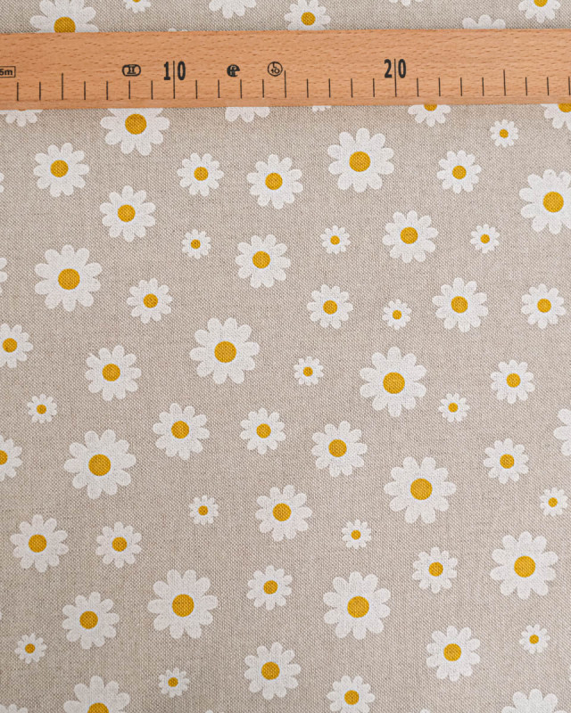Coton Epais Effet Lin Motif Margueritte - Mercerine