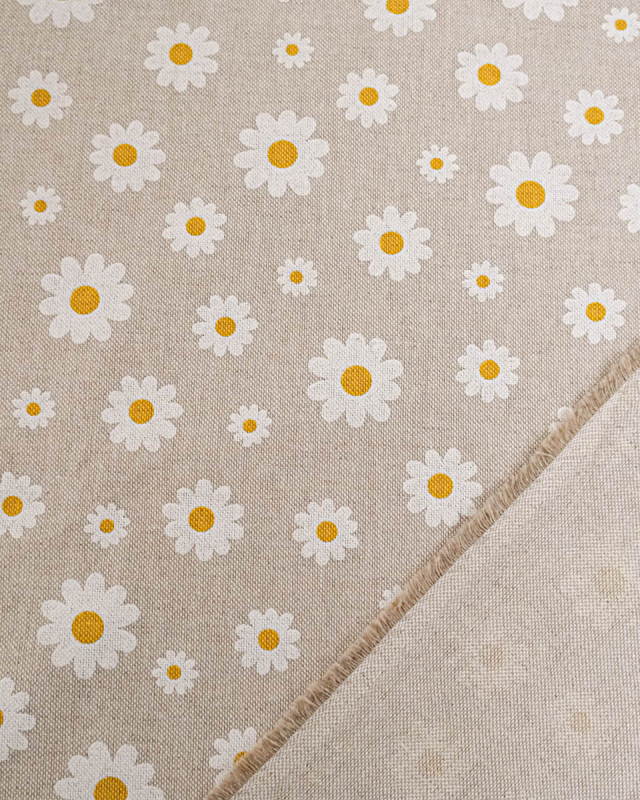 Coton Epais Effet Lin Motif Margueritte - Mercerine