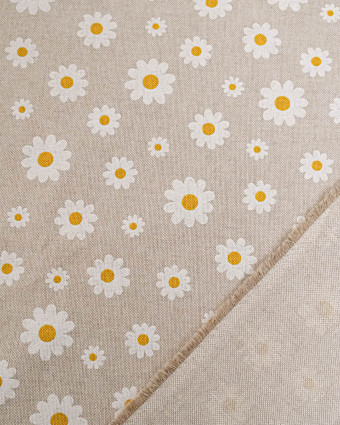 Coton Epais Effet Lin Motif Margueritte - Mercerine