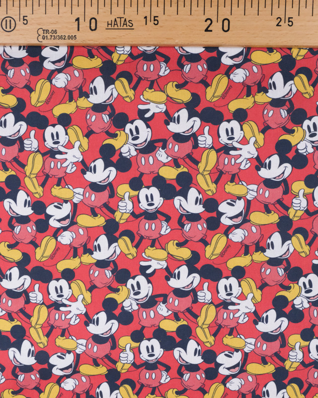 Coton imprimé rouge  - Mickey - Mercerine