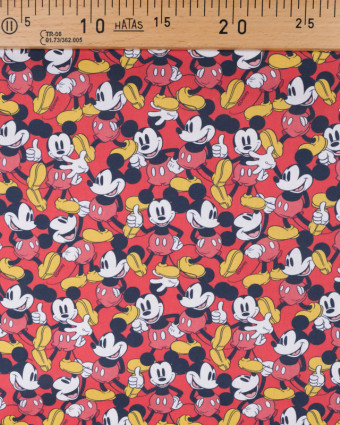 Coton imprimé rouge  - Mickey - Mercerine