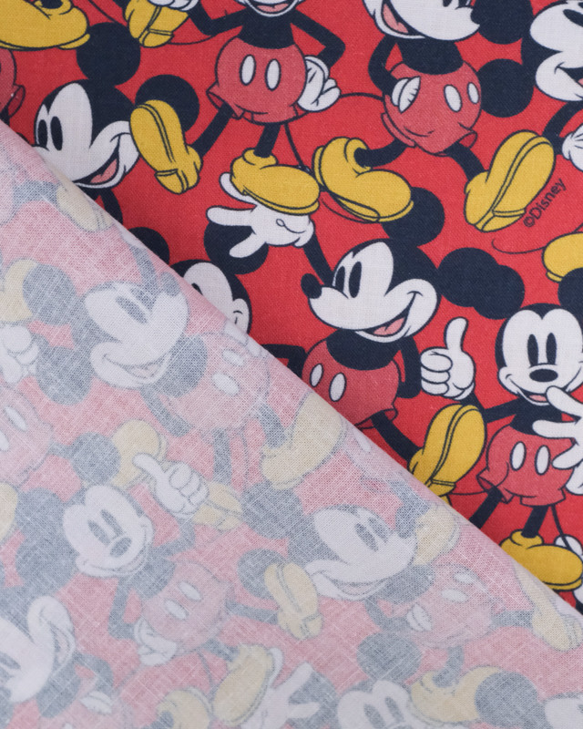 Coton imprimé rouge  - Mickey - Mercerine
