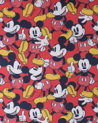 Coton imprimé rouge  - Mickey - Mercerine