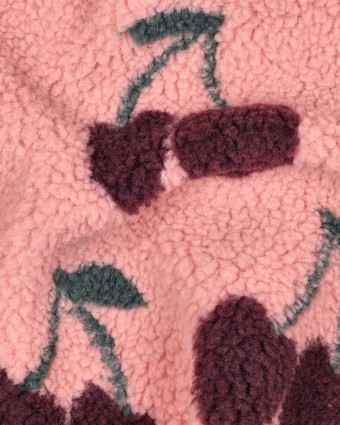 Tissu Sherpa Rose Motif Cerise - Mercerine