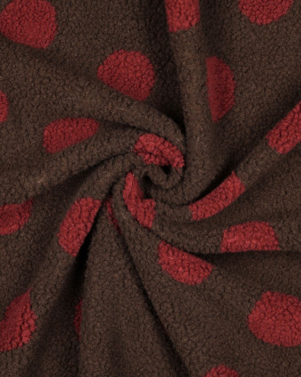 Tissu Sherpa Cacao à Pois Bordeaux - Mercerine