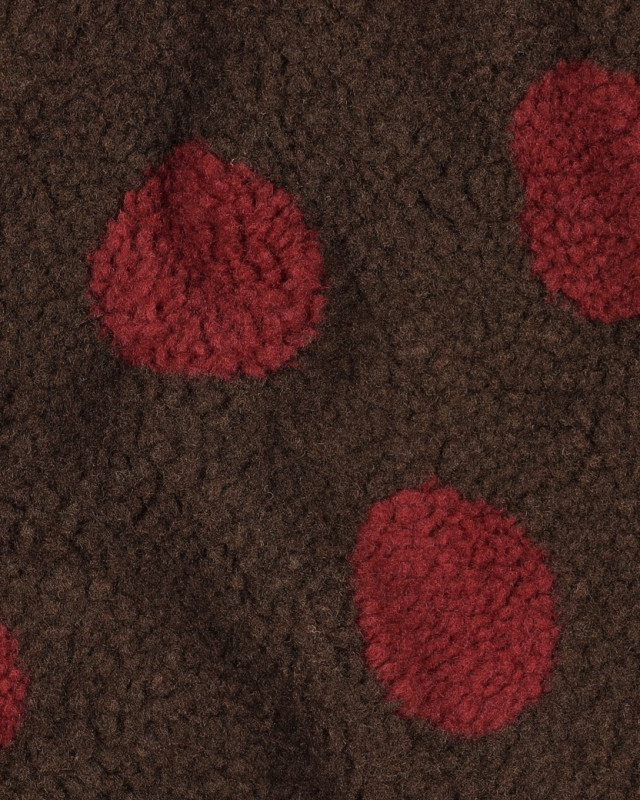 Tissu Sherpa Cacao à Pois Bordeaux - Mercerine