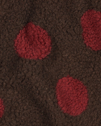Tissu Sherpa Cacao à Pois Bordeaux - Mercerine