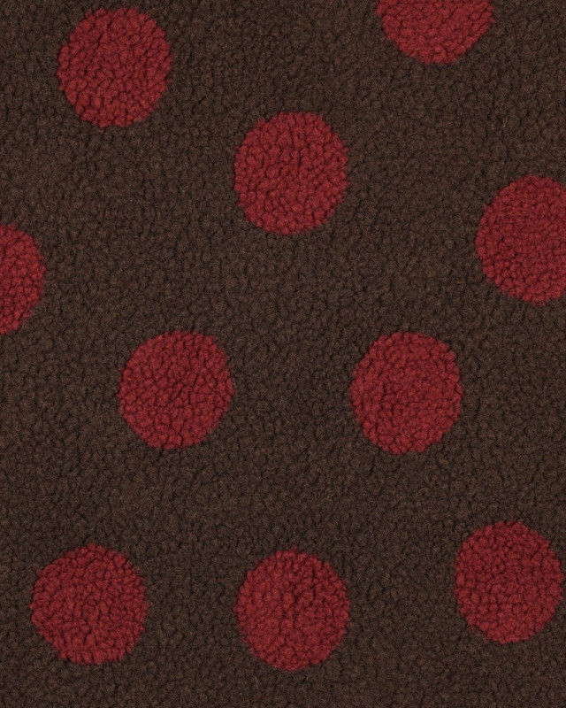Tissu Sherpa Cacao à Pois Bordeaux - Mercerine