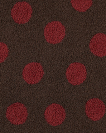Tissu Sherpa Cacao à Pois Bordeaux - Mercerine