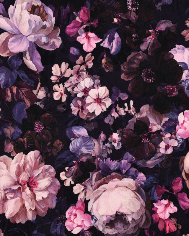 Tissu Sweat Motif Digitial Pivoine Mauve - Mercerine