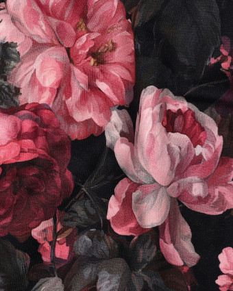 Tissu Sweat Motif Digitial Pivoine Rose - Mercerine