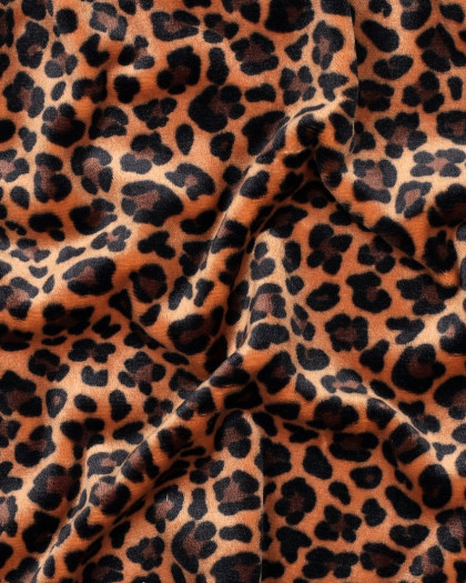 Tissu Nicky Velours Léopard Caramel - Mercerine