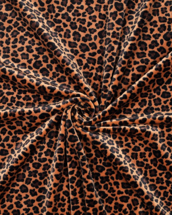 Tissu Nicky Velours Léopard Caramel - Mercerine