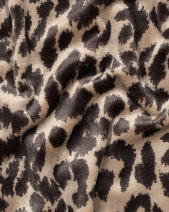 Tissu Nicky Velours Motif Léopard Taupe - Mercerine