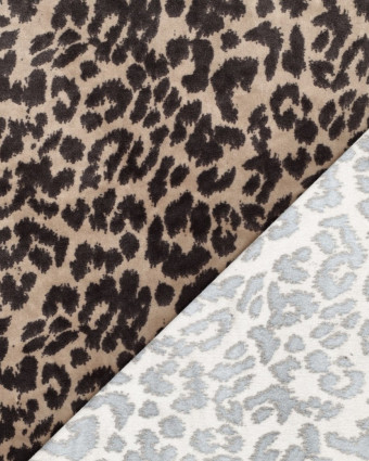 Tissu Nicky Velours Motif Léopard Taupe - Mercerine