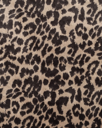 Tissu Nicky Velours Motif Léopard Taupe - Mercerine