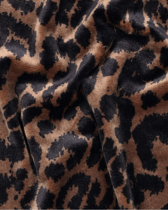 Tissu Nicky Velours Motif Léopard Brun - Mercerine