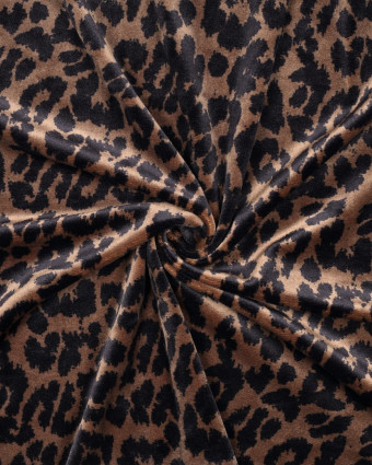 Tissu Nicky Velours Motif Léopard Brun - Mercerine