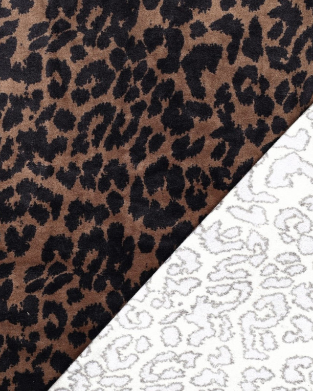 Tissu Nicky Velours Motif Léopard Brun - Mercerine