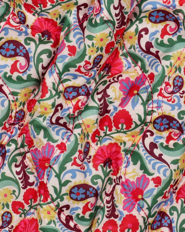 Tissu Matelassé Motif Fleuri Multicolore - Mercerine
