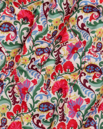 Tissu Matelassé Motif Fleuri Multicolore - Mercerine