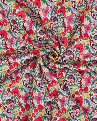 Tissu Matelassé Motif Fleuri Multicolore - Mercerine