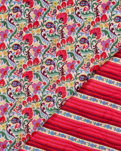 Tissu Matelassé Motif Fleuri Multicolore - Mercerine