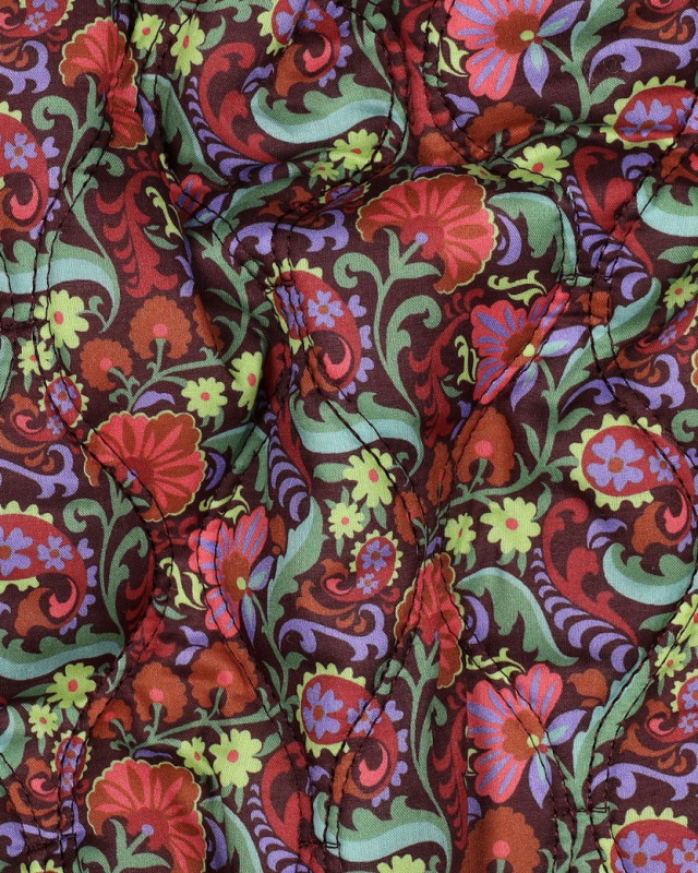 Tissu Matelassé Motif Fleuri Coloré Fond Cacao - Mercerine