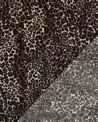 Tissu Viscose Motif Léopard Brun - Mercerine