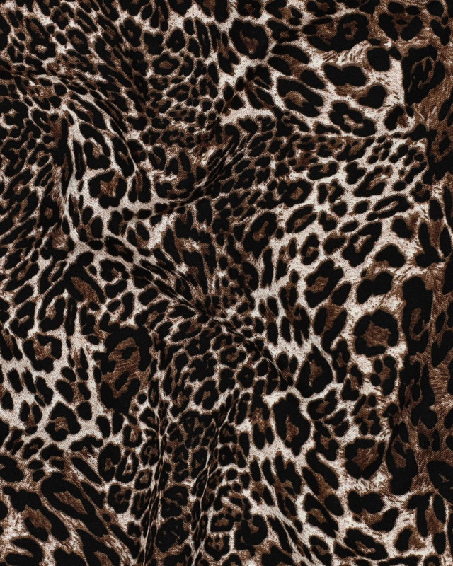 Tissu Viscose Motif Léopard Brun - Mercerine