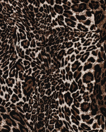 Tissu Viscose Motif Léopard Brun - Mercerine
