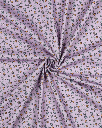Popeline de Coton Motif Petites Fleurs Lilas - Mercerine