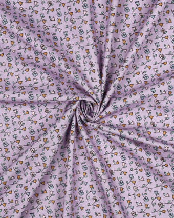 Popeline de Coton Motif Petites Fleurs Lilas - Mercerine