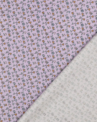 Popeline de Coton Motif Petites Fleurs Lilas - Mercerine