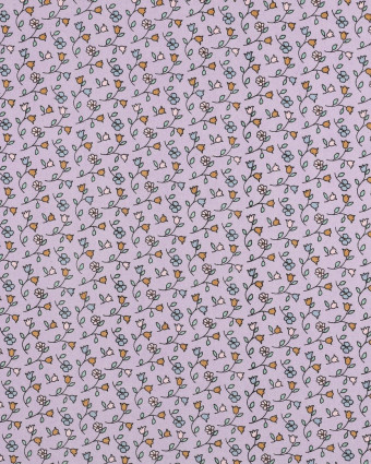 Popeline de Coton Motif Petites Fleurs Lilas - Mercerine