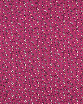 Popeline de Coton Motif Petites Fleurs Fuchsia - Mercerine
